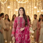 Premium Cotton Embroidery Salwar Kameez Set-Magenta Pink (Unstiched)