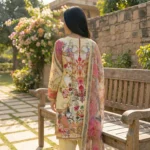 Premium Digital Print Unstitched Cotton Three Piece with Chiffon Dupatta - JADE1138 - Image 3