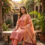AFROZEH 854 – Luxury Embroidered Cotton 3-Piece Dress - Unstiched - Image 2