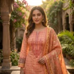 AFROZEH 854 – Luxury Embroidered Cotton 3-Piece Dress - Unstiched